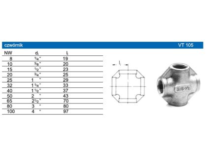 Czwórnik stal nierdzewna AISI 316 - VT105 - 2